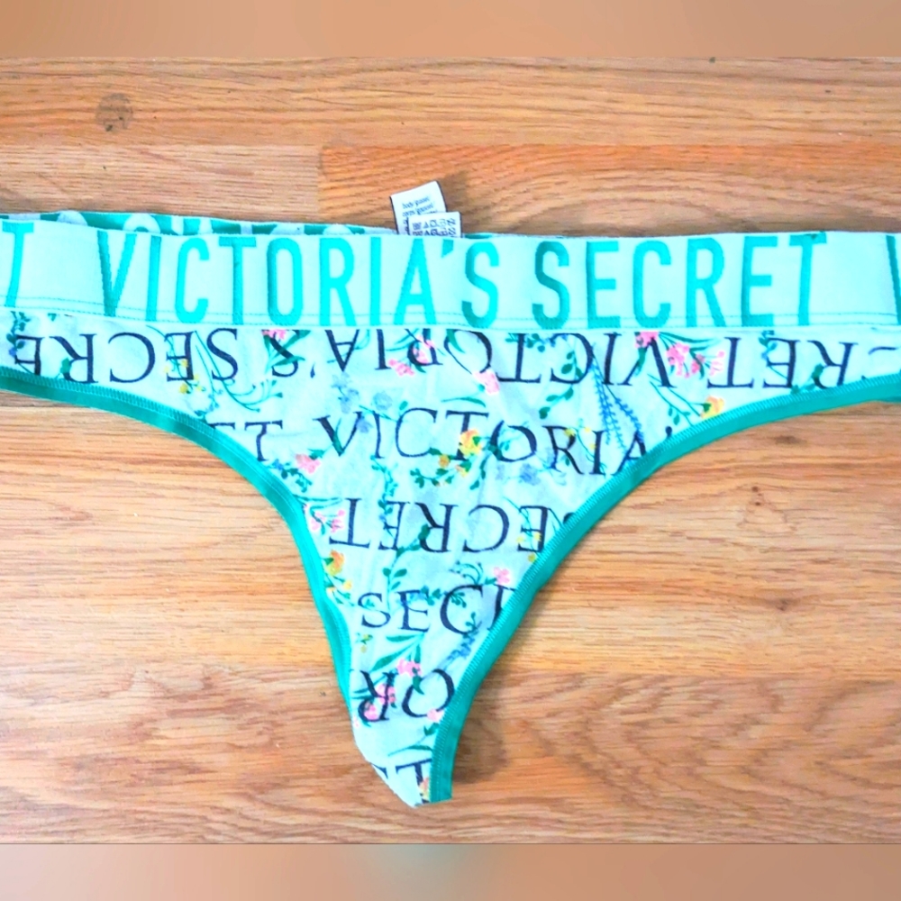 Victoria secret green and. White thong